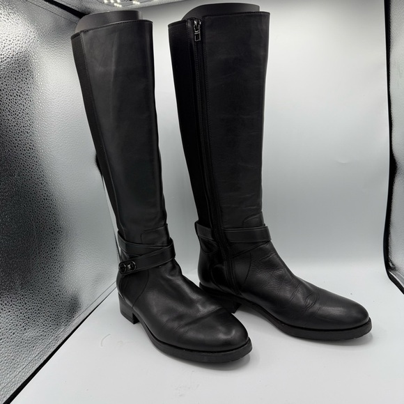 COACH | Essex Semi Matte Leather Tall Boots, Black 9.5 B wide calf/ regular - Picture 11 of 11